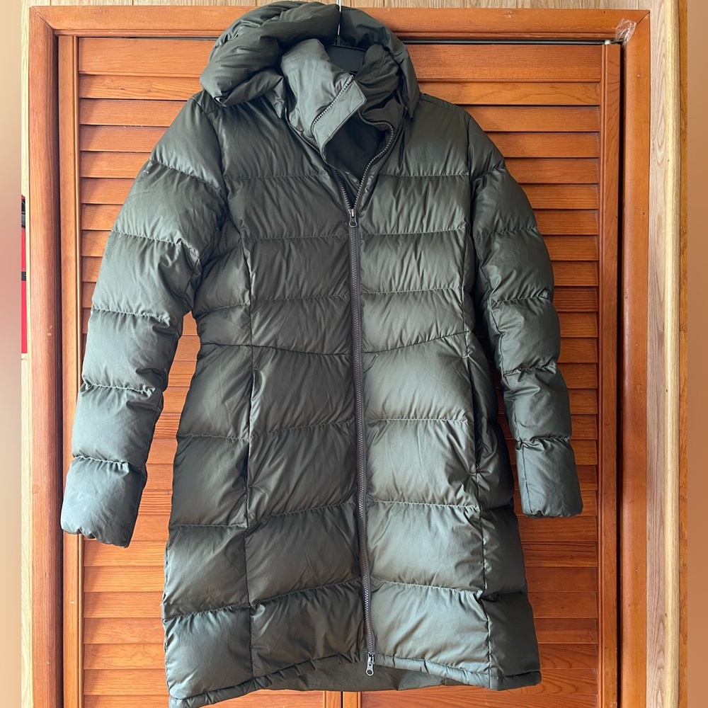 The North Face Olive Green Puffer Coat with Hood